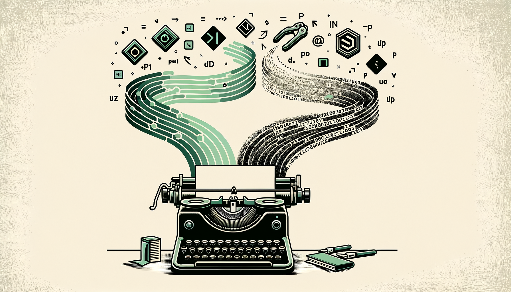 Typewriter transforming into digital code — scsiwyg turns your IDE into a publishing tool